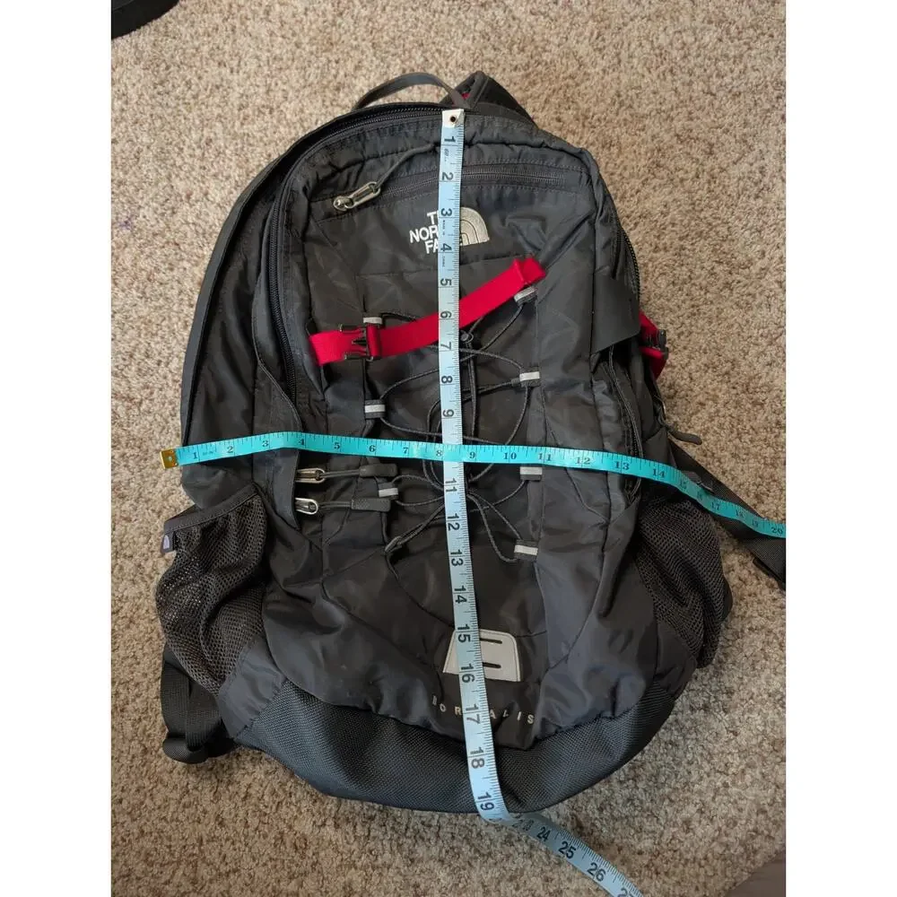 The North Face Borealis Backpack Unisex Large Gray Red Hiking School Travel Bag